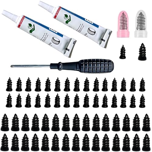LOGOL 60 Pcs Tire Repair Rubber Nail, Tire Repair Rubber Nail Kit with Tire Glue,Tire Repair Screws...