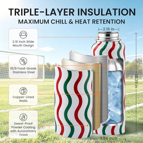 Image of RAYMYLO 2026 Soccer Biggest Event Edition Insulated Water Bottle 40 oz, Nation Flag Design, Best Souvenir & Gift for World Soccer Lover, Vacuum Stainless Steel (Cold for 36Hrs), Leak Proof & Non-BPA
