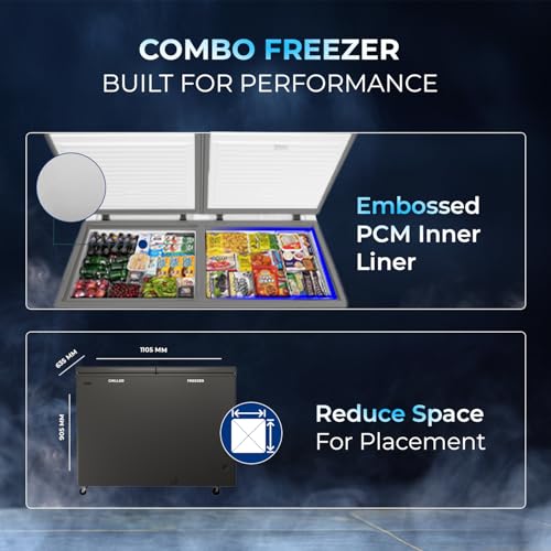 Image of Haier HFC-350CET, Double Door Combo Freezer (Half Cooler & Half Freezer Combo), Freeze & Chill together, Dual Condenser, Metal liner & 4 Years Comprehensive Warranty (Titanium Grey)