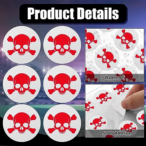 Image of Leinuosen Helmet Stickers Football Baseball Helmet Decals 1-1 /8 Inch Vinyl Sports Football Decals Self Adhesive Hockey Stickers for Hockey, Lacrosse, Batting(White Print Red,Skull)