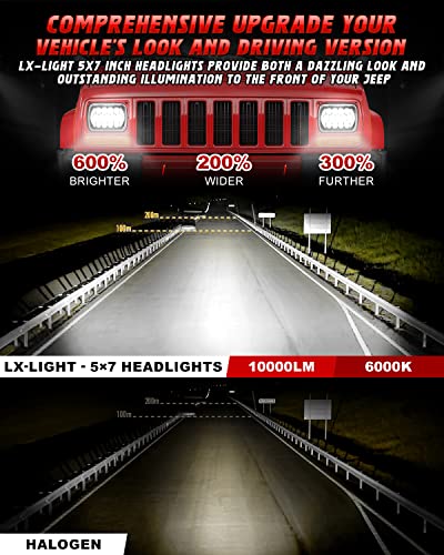 Lx-Light LX-YJXJ02 Pair 5''X7'' 6''X7'' High Low Beam Led Headlights Compatible With Jeep Wrangler Yj Cherokee Xj H6054 H5054 H6054Ll 69822 6052 6053 thumb #1