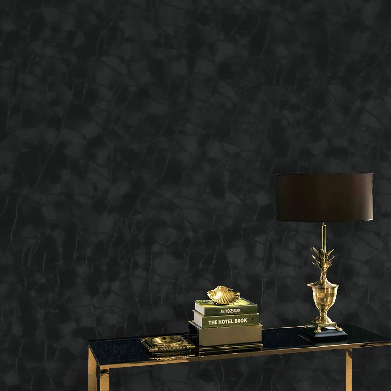 Yasinet Peel and Stick Wallpaper Black Removable Wallpaper Modern Black Contact Paper Dark Thicken Self Adhesive Textured Wall Paper for Cabinets Badroom Waterproof Vinyl 78.7x 15.7