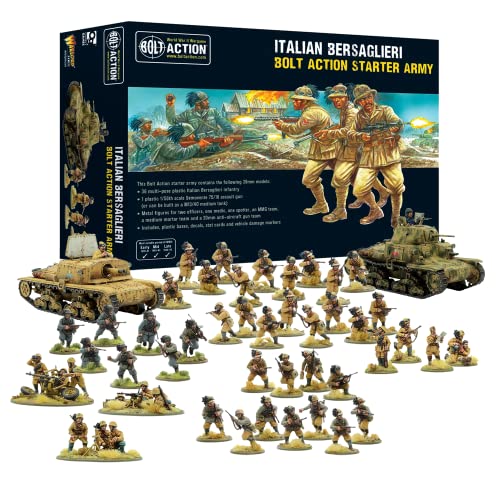 Wargames Delivered - Warlord Games Bolt Action Miniatures - Italian Bersaglieri Starter Army with a Digital Supplement, 28mm WWII Miniature Models and Army Tank Models for Miniature Wargaming