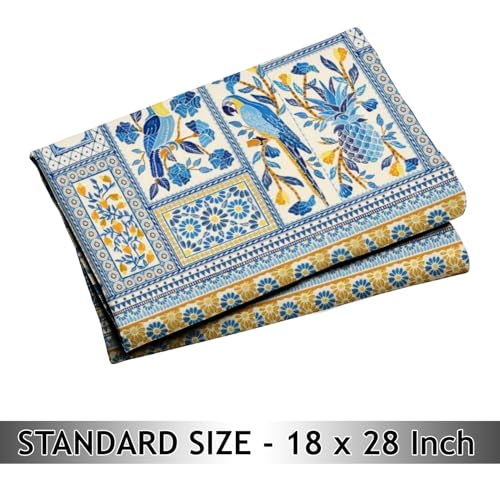 Image of VAS COLLECTIONS Premium 160 TC Microfiber 3D Printed Pillow Covers | Regular Pillow Cases | 2 Piece Pillow Cover, Queen Size (30 x 20 inches), Tealish Blue and Yellow