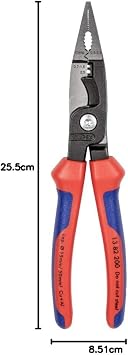 Knipex Elektrik Tesisatı Pensesi Siyah Attramentize, Çok Bileşenli Saplı 200 mm 13 82 200