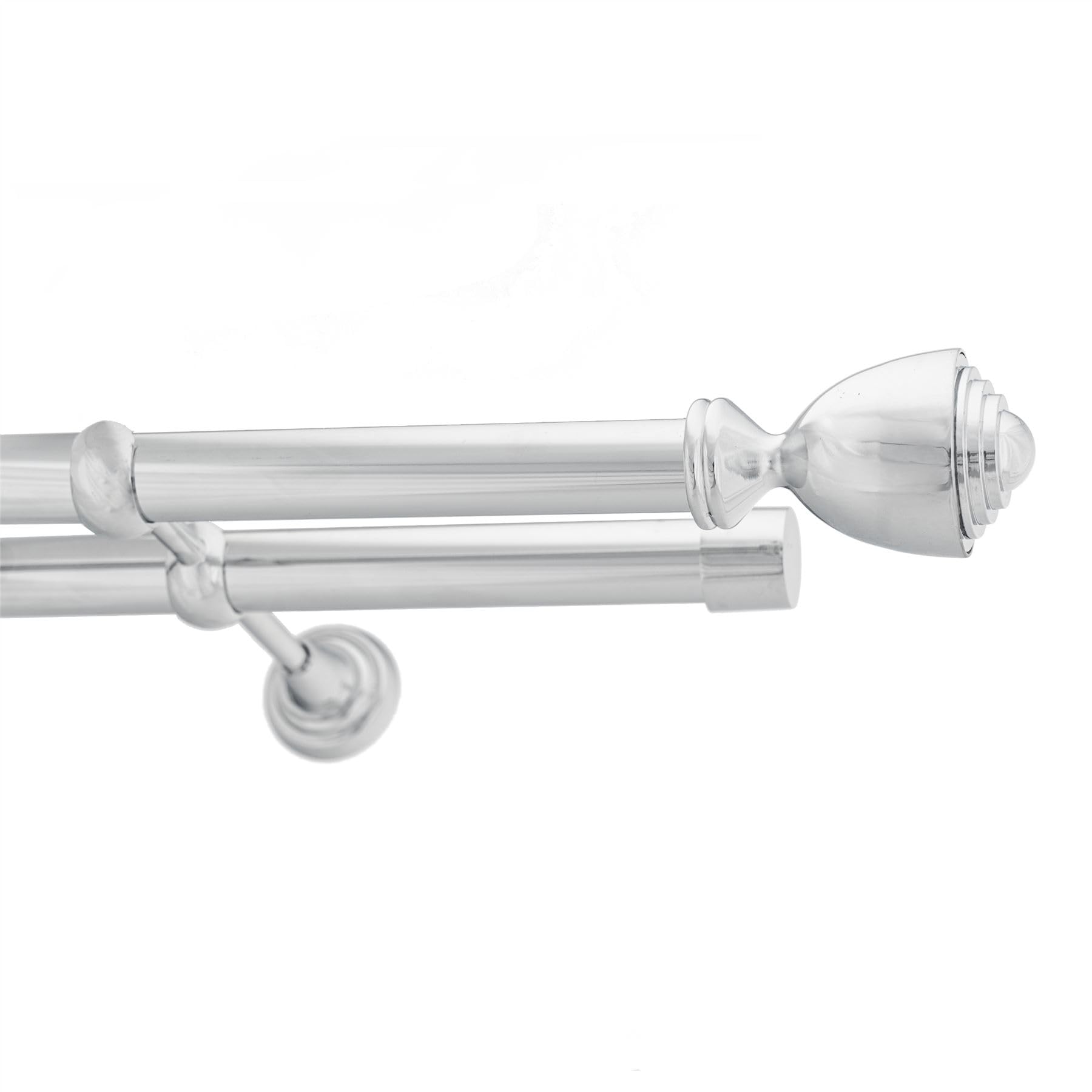 Ianpav Avanti Double Metal Curtain Pole 25/25Mm With Finials Rod Cassic Brackets 290Cm Chrome