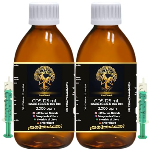 CueVitae® CDS 0,3% | Pack 2x125 ml | Solución Acuosa de Dióxido de Cloro | Vidrio Ámbar