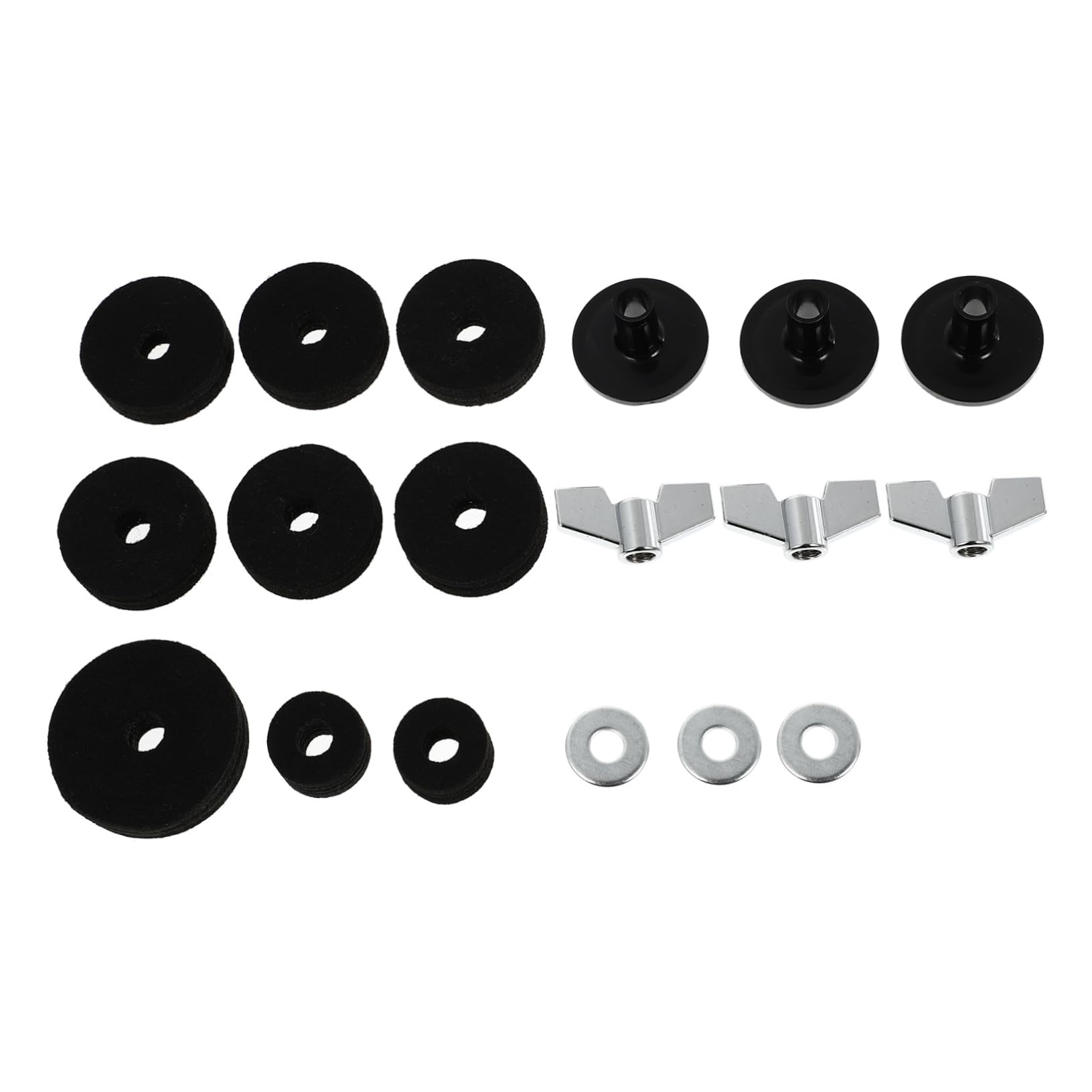 Toddmomy 18pcs Drum Felt Pad Drum Pad Drum Accessories Drum Kit Drum Muffling Pad Drum Base Wing Nuts Drum Practice Pad with Stand Drums Drum Replacement Part Drum Practice Pads Black Metal