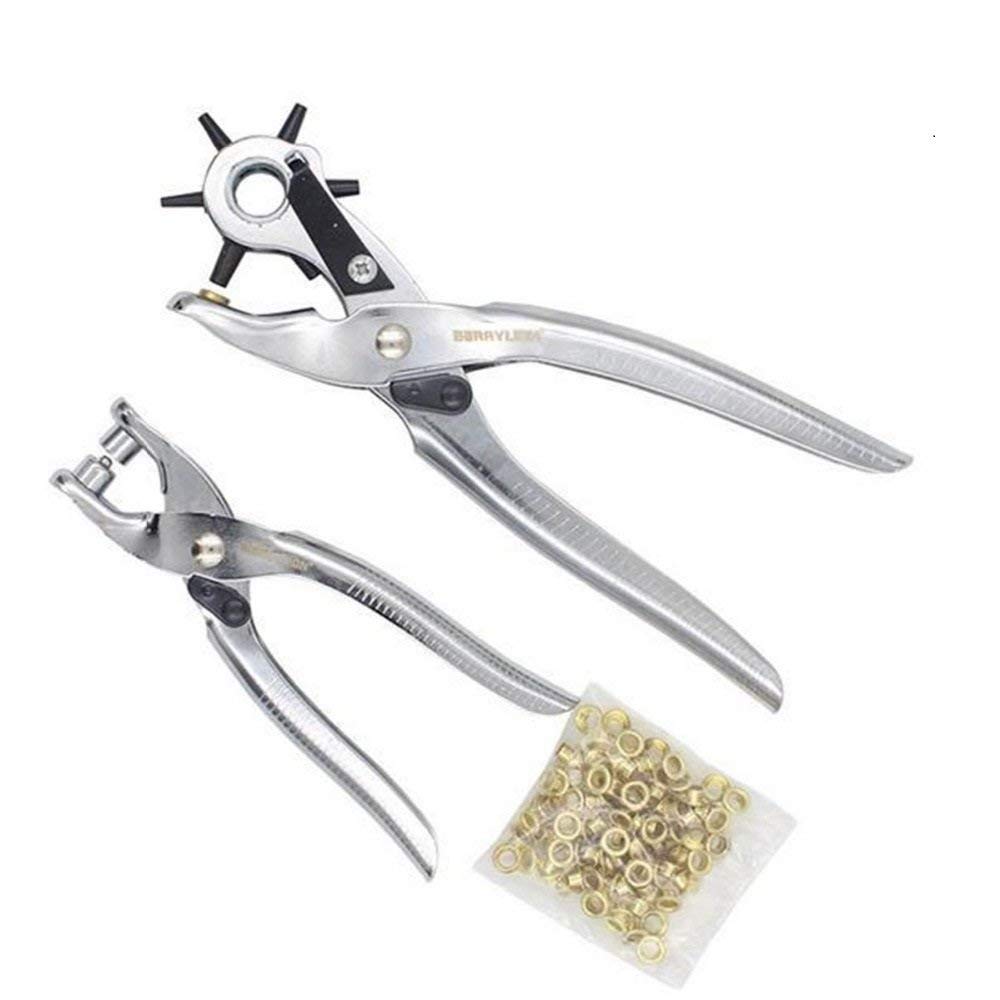 Ascension � 2 in 1 Leather Belt Hole Punch, Eyelet Pliers and Snap Button Setter Tool Kit (Silver) -Set of 2