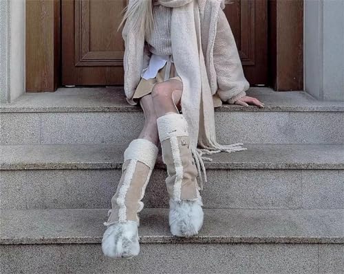 NU-06 Women's Fluffy Real Fur Closed Toe Slippers With Goatfur Outdoor Flat Comfortable Slides4