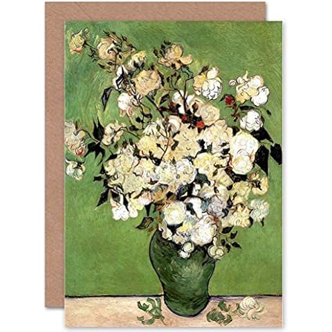 Wee Blue Coo Blank Greeting Card - A Vase of Roses Cover