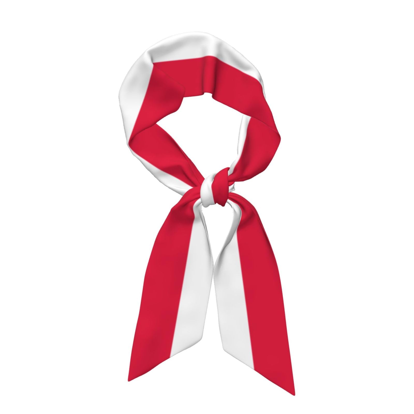 Erwqavc Polish flag Print Hair Scarf, Women's Long Skinny Scarves,Satin Hair Wraps Headbands, for Bags Purse Accessories