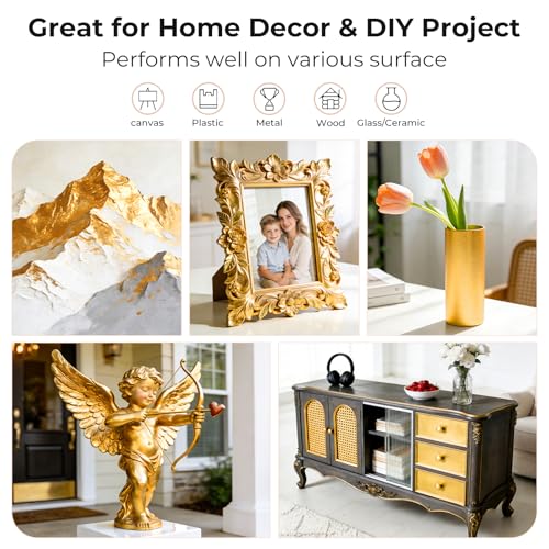 Image of Nicpro Metallic Gold Acrylic Paint, 69oz /2040ml Large Gold Leaf Paint | Non Toxic, Non Fading Craft Paints for Metal, Wood, Clay, Fabric, Canvas, Furniture, Handcrafts, Art Supplies