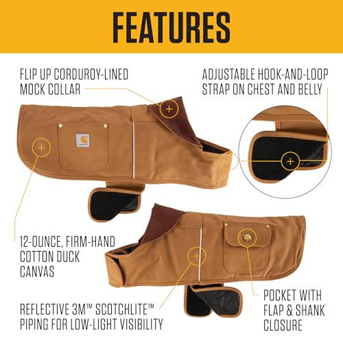 Carhartt Firm Duck Hundemantel, isoliert, wetterbeständig, für kalte und windige Bedingungen, Weinrot, Größe S