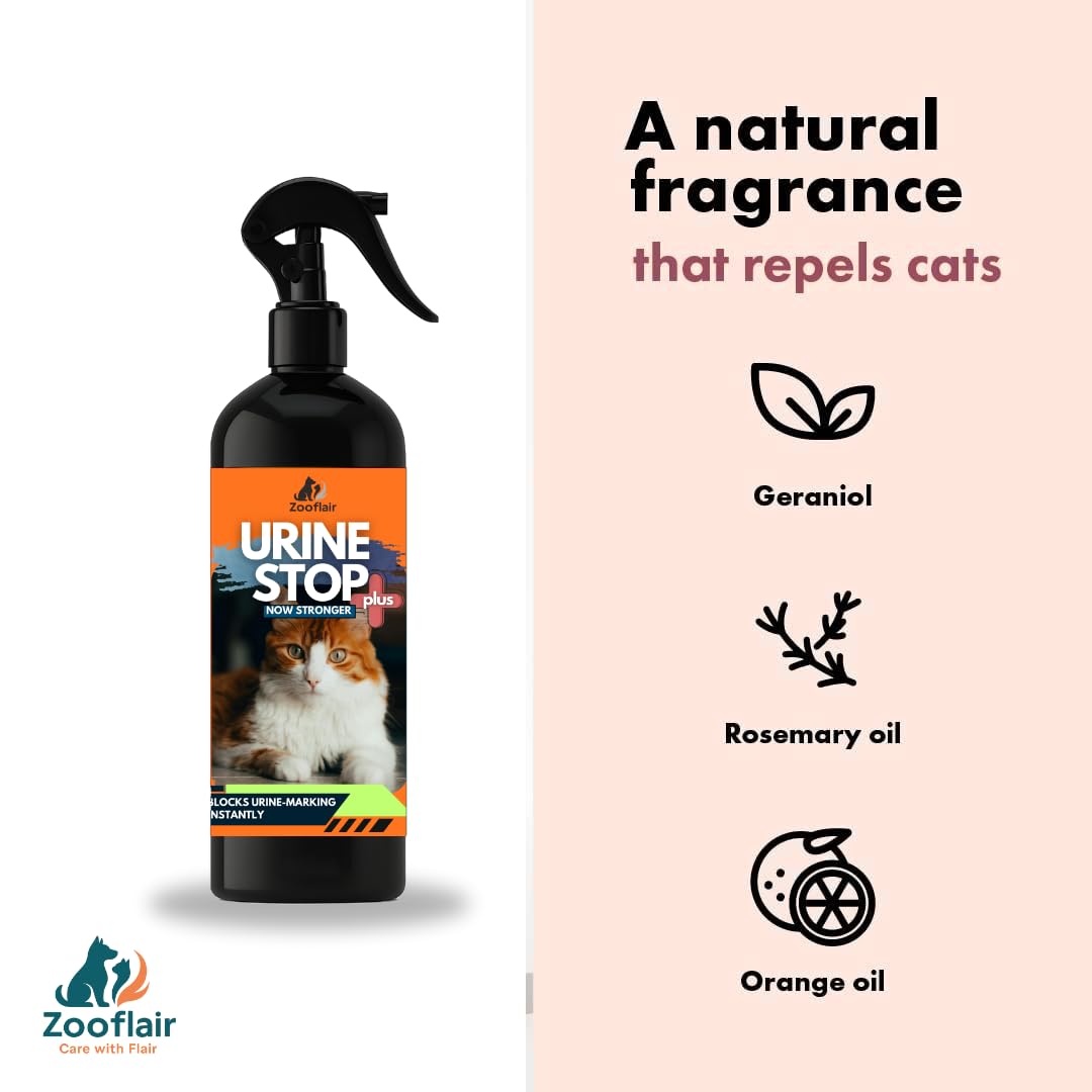 Zooflair Urine Stop+ Cat Potty & Pee Training Spray, 500 ML – Non-Toxic Cat Spray No Mark for Urine/Marking/Pooping 1