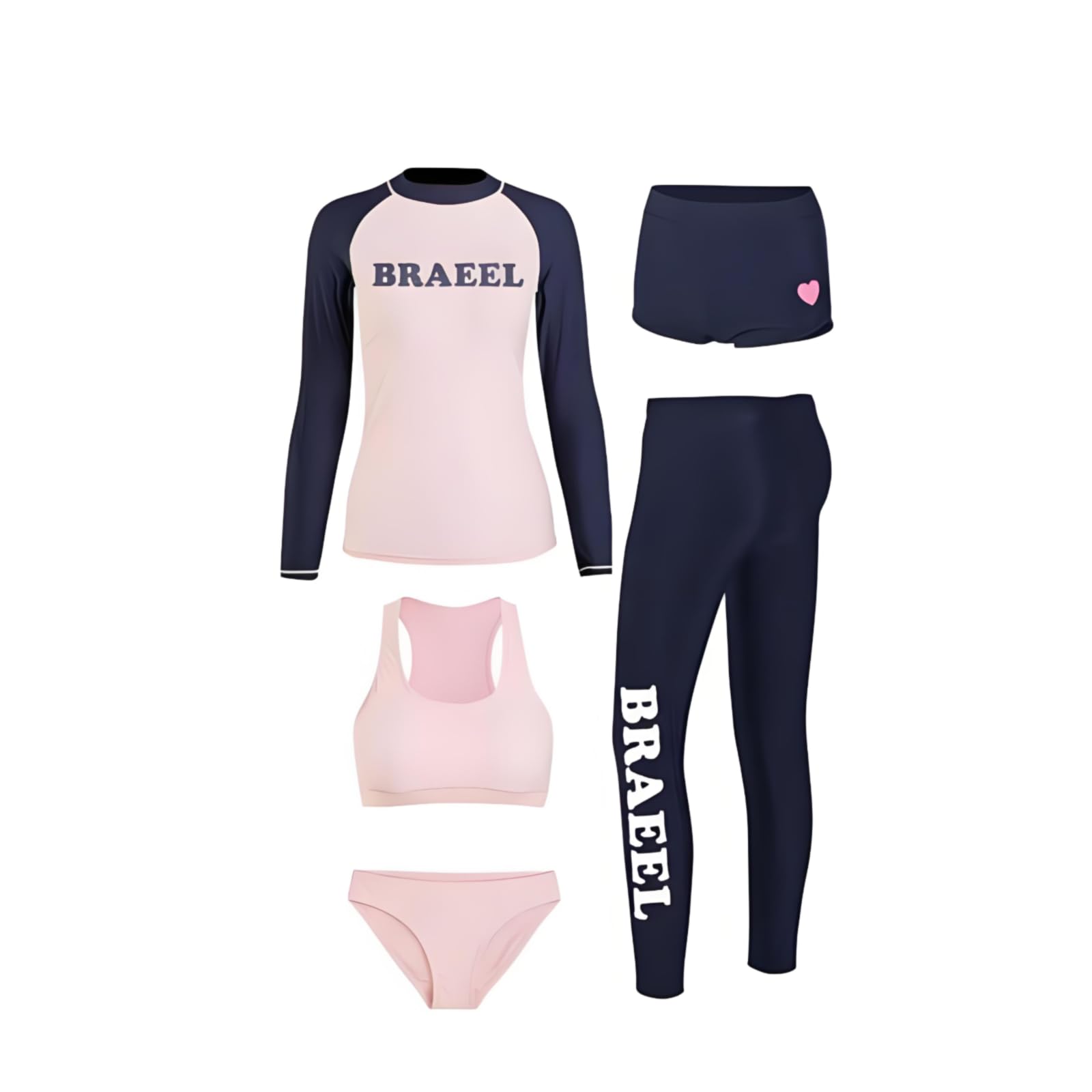 Women's Swimsuit, Sun Protection, Two Piece Set, Athletic, for Beach Pink L|Clothing Shoes & Accessories| Womens Clothing| Swimwear-picture-47