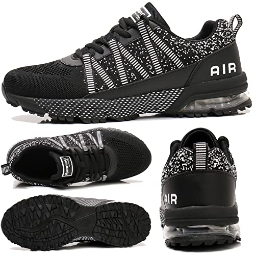 Foto von sotirsvs Herren Damen Laufschuhe Sportschuhe mit Luftpolster Turnschuhe Profilsohle Sneakers Leichte Schuhe Sport Outdoor Joggen Running Shoe Black 43 EU