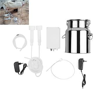 5L Electric Goat Milking Machine Stainless Steel Electric Milker Machine Portable Farm Milking Machine for Cow Goat Sheep Livestock (US)
