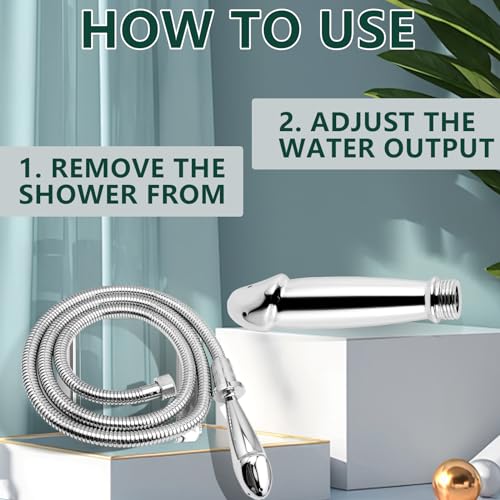 Image of AMAZBEE Metal Shower Enema Douches for Men Anal Vaginal Irrigator Women Portable Vaginal Douche Adult SM Butt Plug Dildo Enema Shower Hose Attachment (Large)