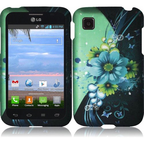 HR Wireless Rubberized Design Case for LG Optimus Dynamic II LG39C L39C - Retail Packaging - Sublime Flower