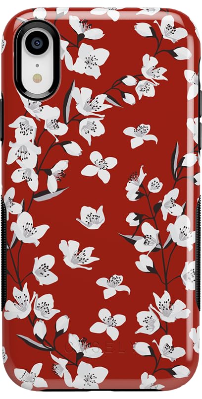 Casely iPhone XR Case | Red Cherry Blossom Floral Case