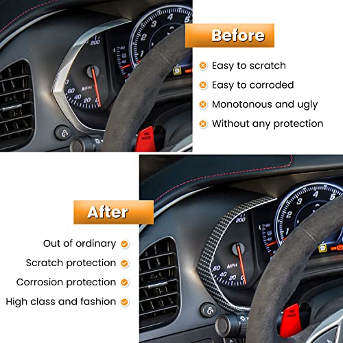 Carbon Fiber Side Meter Dashboard Panel Frame Cover Trim For Chevrolet Corvette C7 Z06 Z51 Zr1 Stingray Grand Sport 2014 2015 2016 2017 2018 2019 Interior Accessories Decoration (Black 2Pcs) #TOP3