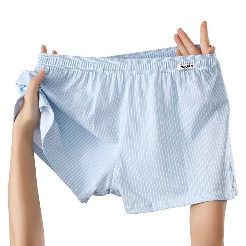 Men's Striped Cotton Boxer Shorts, Breathable Underwear, 4-Pack, Multi-Color（XL-4XL）2