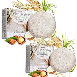 2Pcs Rice Water Shampoo Bar for Hair Growth, Rice Protein Shampoo Bar Bulk, Root White Coverage Hair Darkening Shampoo Bar, Rice Bar Shampoo for Hair Growth, Volumizing and Strengthening Hair
