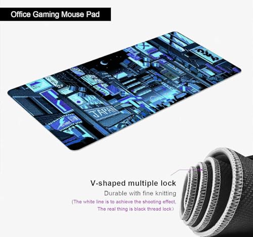 Image of Large Extended Long 700 x 300 mm Mouse Pad for Keyboard & Mouse | Water Resistant Anti Slip Surface Ideal for Office Home and Gaming Setup (Japan City -14)