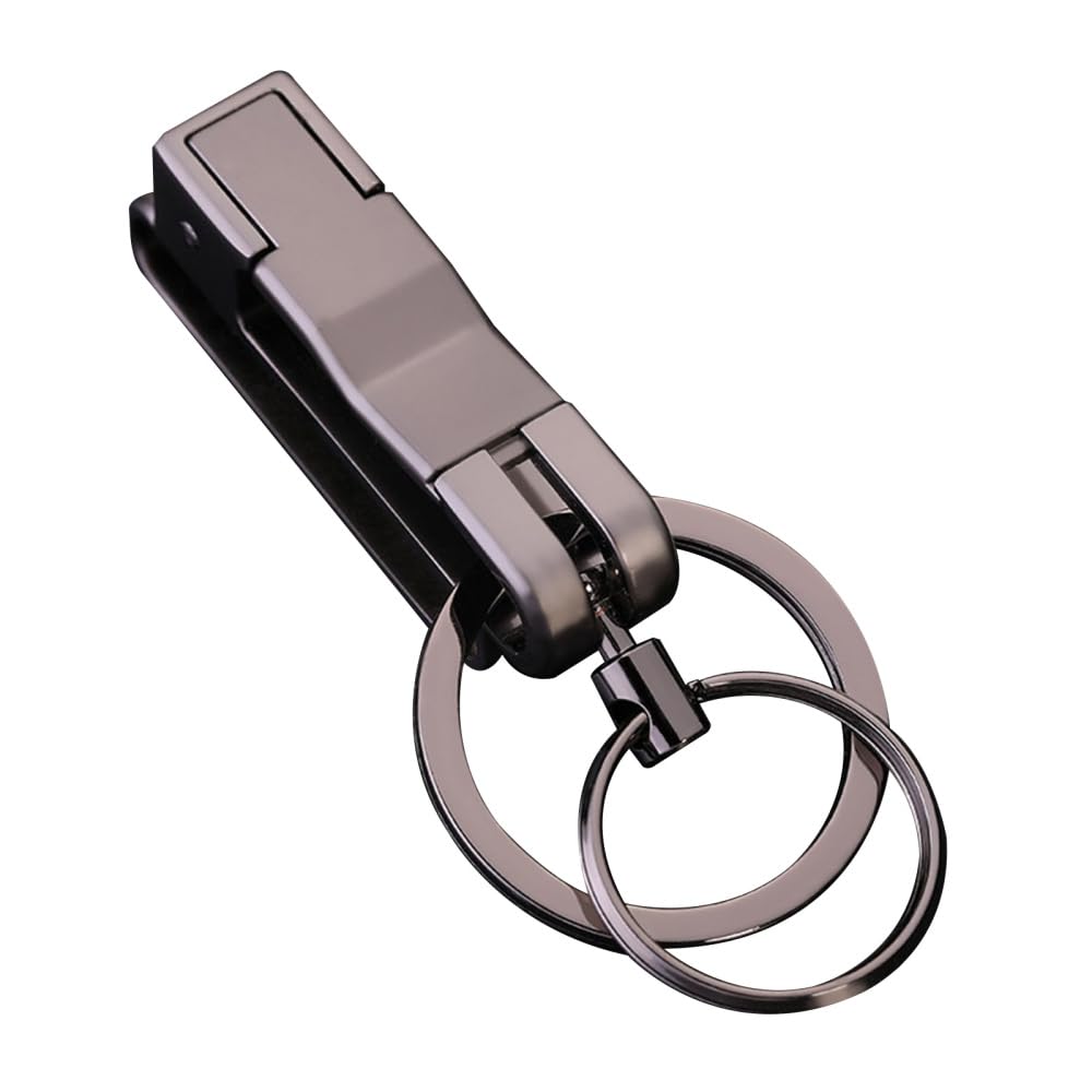 BDKMMS Belt Key Clip, Anti-Lost Double-Ring Key Holder Quick Release Car Keychain with Detachable Keyring for Car Accessories Family Present