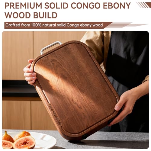 Tabla de cortar rectangular de madera ébano natural miniatura 3