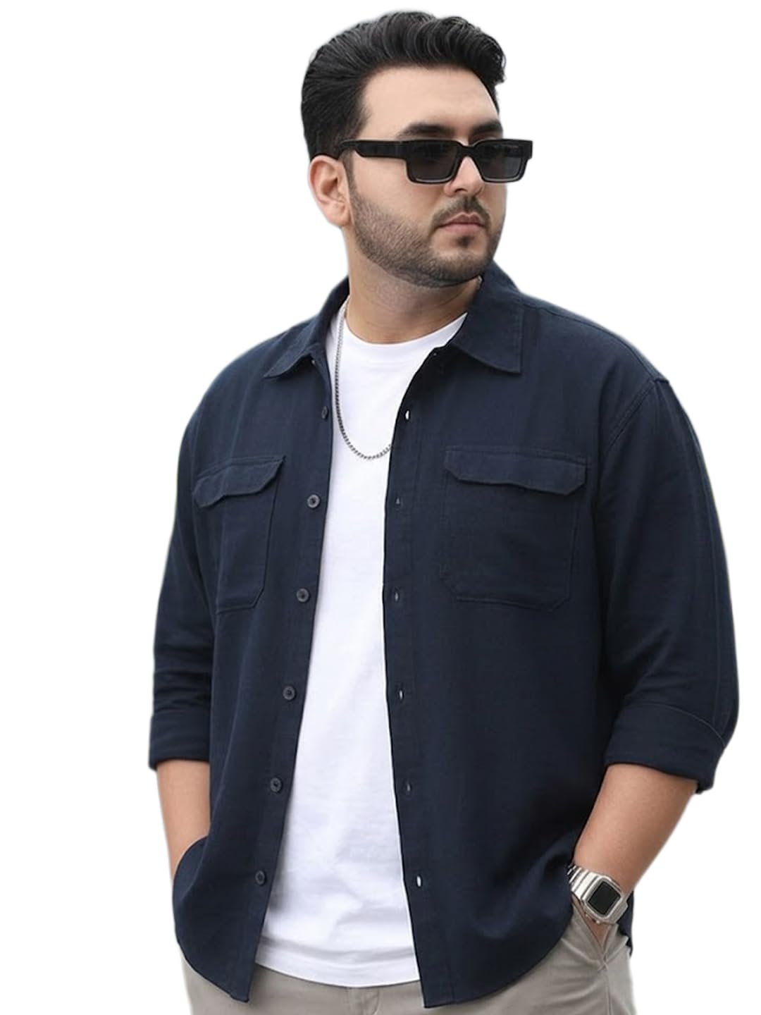 urbano plus Men's Cotton Full Sleeve Relaxed Fit Shacket with Utility Pockets-picture-25