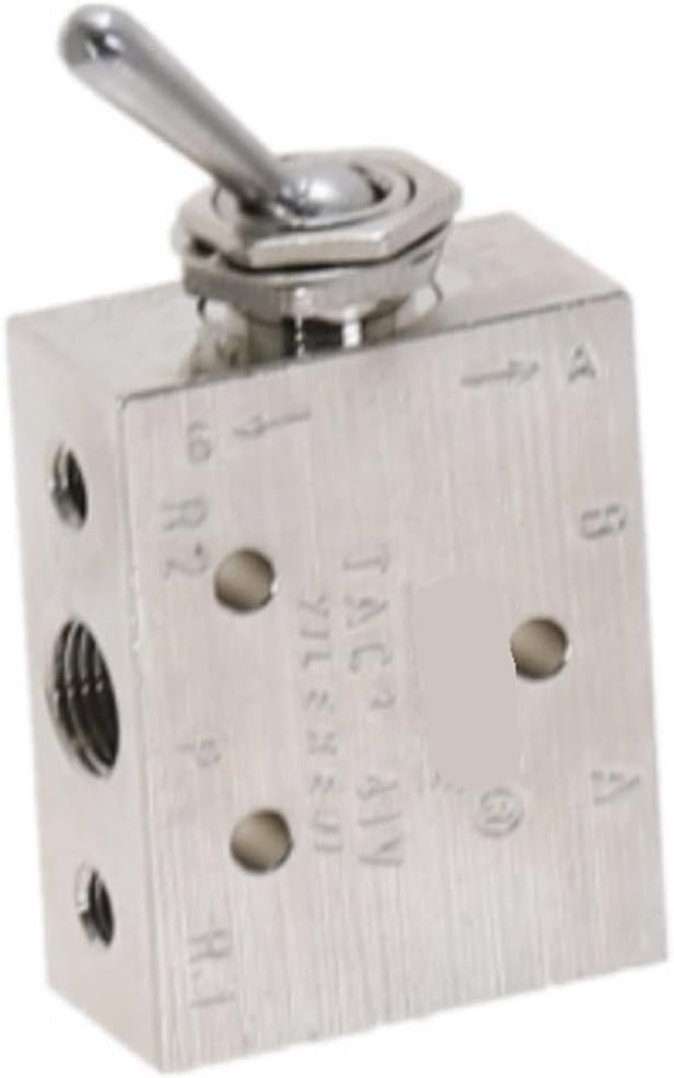 Silver Tone 1/8"Air Pneumatic 2 Position 5 Way Toggle Shut Off Switch Knob Hand Mechanical Valve HL2501-V TAC2-41V(No Fittings)