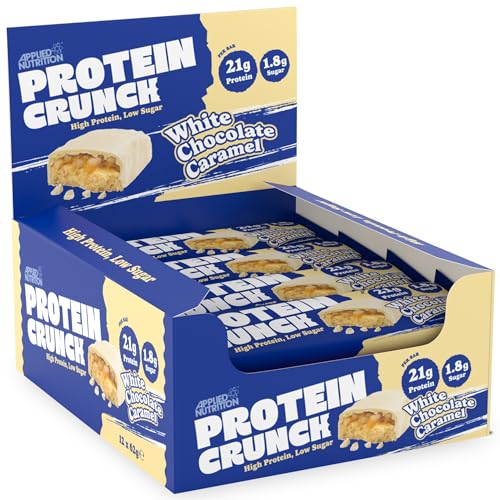 Applied Nutrition Protein Crunch - Protein Bars, High Protein, Low Sugar (White Chocolate Caramel) (62g x 12)