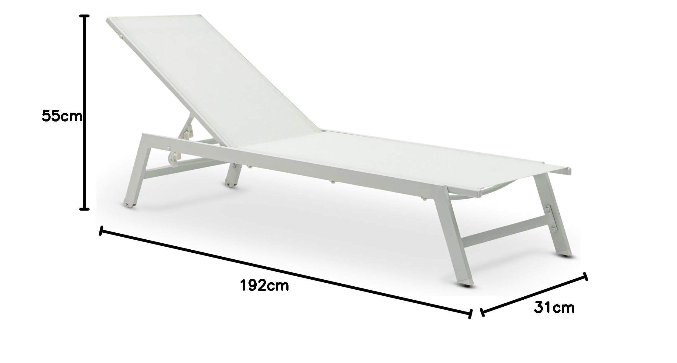 IDIMEX Gartenliege ESPIRITU höhenverstellbar, cremeweiß– Sonnenliege mit verstellbarem Kopfteil aus Aluminium und UV-beständigem Textilene, für Terrasse Balkon Garten Outdoor Relaxliege