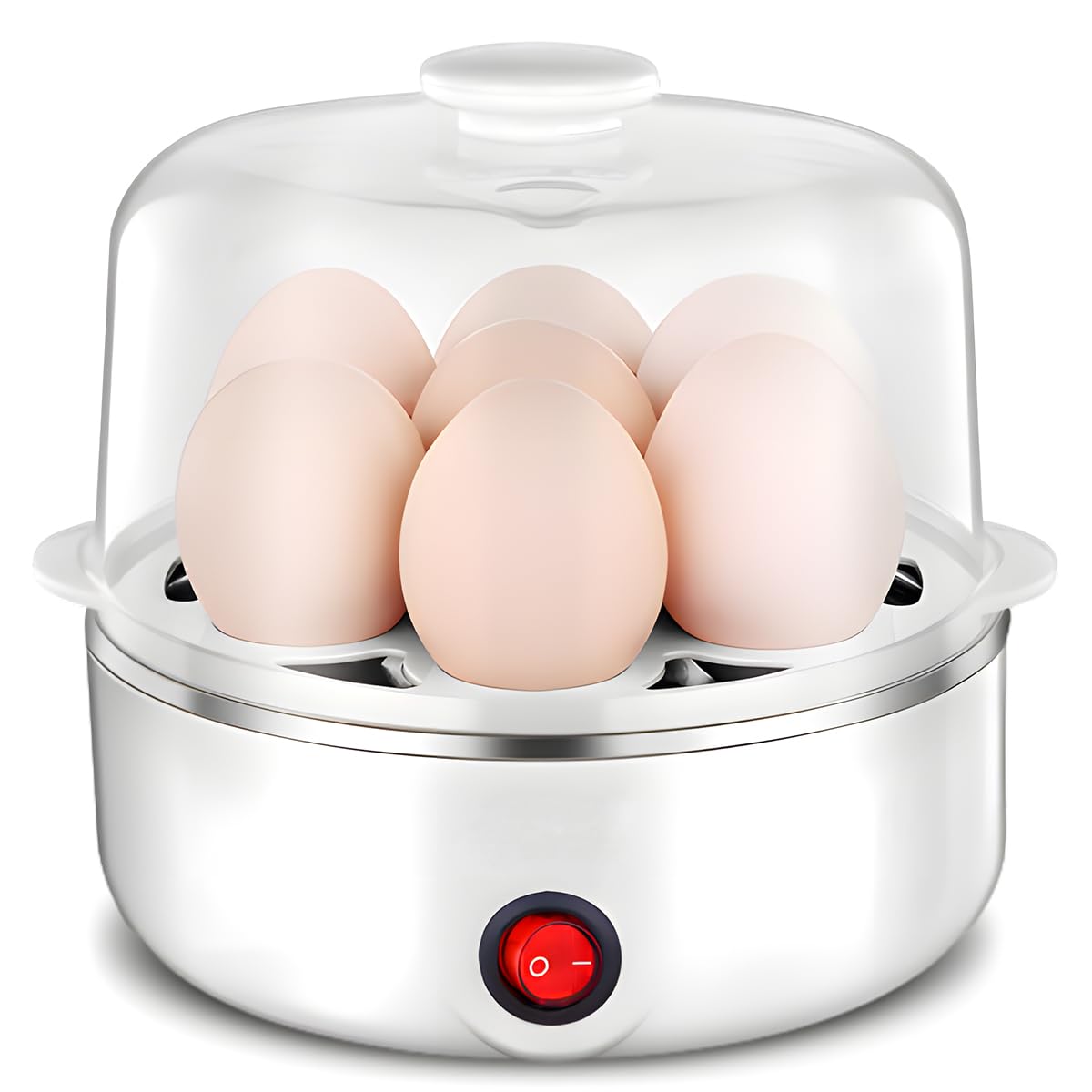DUKASOU Rapid Egg Cooker with Tray,Electric Egg Boiler Egg Steamer Boiled Poached Rapid Egg Cooker with Automatic Shut Off-7 Eggs Capacity with Water Measuring Cup