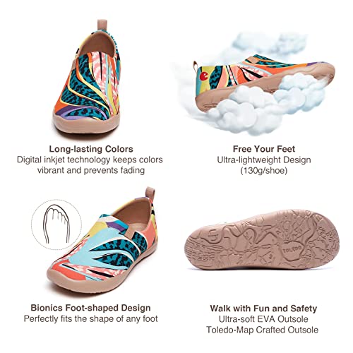 Image of UIN Women's Slip On Shoes Colorful Comfortable Lightweight Art Travel Sneakers Casual Floral Stylish Everyday Loafers