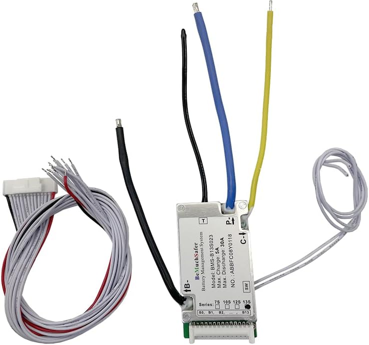 BeMuchSafer 13S 30A 48V Battery BMS Separate Port with On/Off Switch Temperature Sensor Charging Port with Diode 13S30A 46.8V BMS for DIY Polly Hailong eBike Battery Pack (13S30A 48V with Switch)