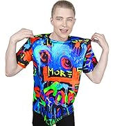 aofmoka Ultraviolet Fluorescent Handmade Art Neon Blacklight Reactive Print T-Shirt