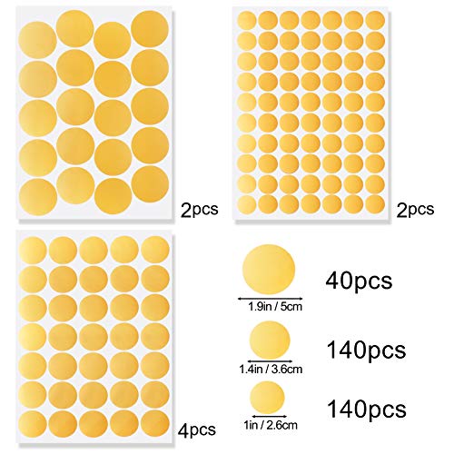 Buiory 320Pcs Removable Diy Gold Metallic Feel Dots Wall Decals Vinyl Polka Circle Wall Sticker Peel And Stick Art Decor Murals For Children Baby Room Girls Bedroom Nursery Weeding Teens Playroom Classroom Door (General Dot) #TOP1