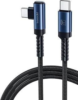 Cabo Toocki Elbow 90 Graus USB C 60W 6A com Carregamento Super Rápido - Compatível com Android, IPhone 15 e MacBook (Azul, 3 Metros)