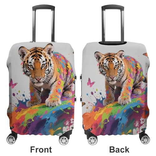 Tiger & Flying Colors Elastic Luggage Cover Suitcase Protector for 19-32 Inch Suitcases | Universal Stretchable Travel Bag Cover | Anti-Scratch, Washable with Zipper Closure M3