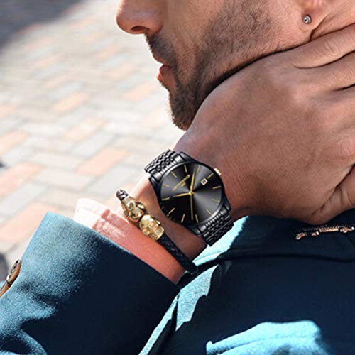 Hemobllo Relógios Masculinos Relógio de Aço Inoxidável Casual Vestido de Negócios de Moda Masculino