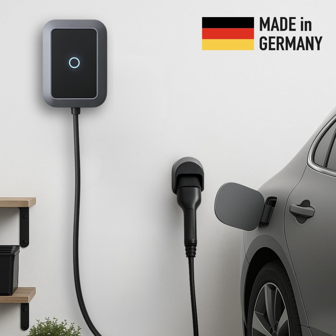 Wandhalterung für Typ 2 Stecker und Ladekabel mit Schwenkmechanismus (Kabelbinder oder Schrauben) | Made in Germany | passend für alle Typ 2 Stecker | in 3 Farben (weiß mit Schrauben/Dübel)