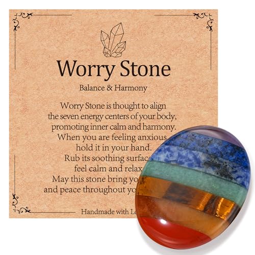 7 Chakra Healing Crystals Polished Worry Stone Palm Colorful Reiki Gemstone Energy Balancing Anxiety Stress Relief Meditation Gifts for Women Men