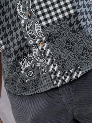 Image of WROGN Men's Cotton Corduroy Shirt | Grey Black Clash Design | Slim Fit