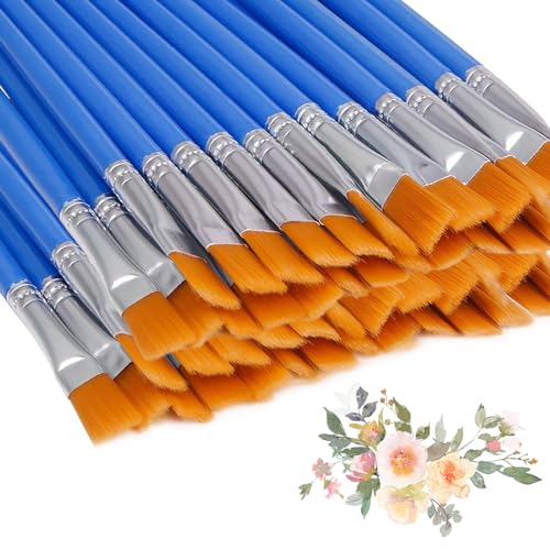 Pinceles Acuarela 60 Piezas, 7mm Para Niños, Pintura Plana, Nylon, Acrílica, Lienzo Y Facial - Pincel Con Mango
