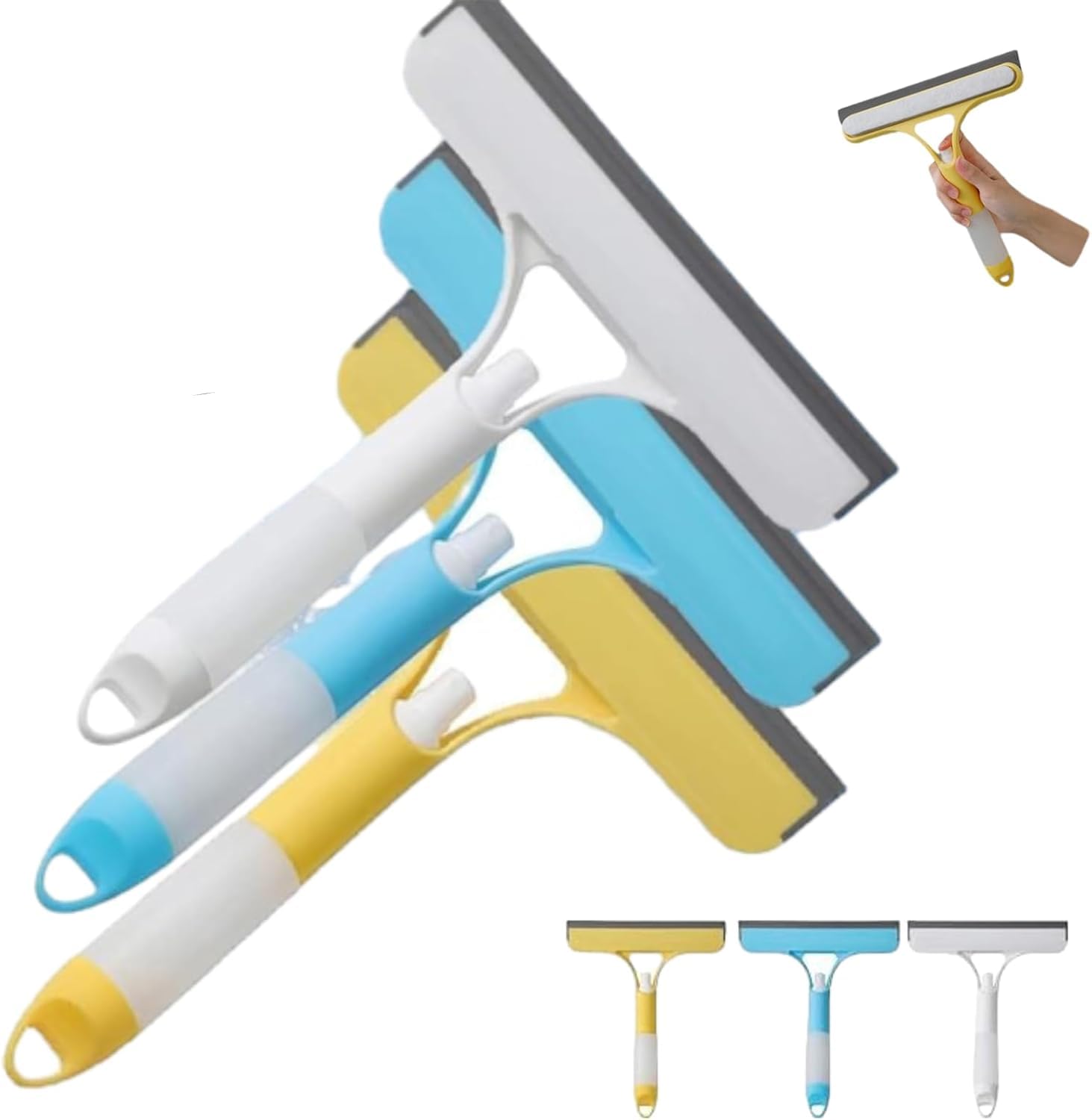 Rascador de limpieza de ventanas, herramienta multifunción 3 en 1 para limpiar cristales con spray y escobilla de goma, limpiador multiusos para ducha, baño, suelo, coche