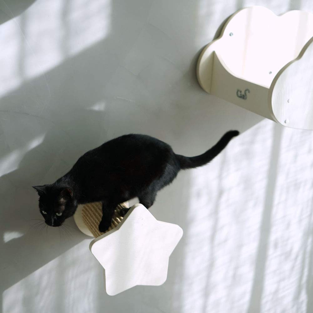 CatS Design Katzen Kletterwand große Katzen stabil- Wandkratzbaum-Wandliege-Wandkratzbrett-Wandpark-Wandstepp- Kratzstamm-Wandelemente- Wand Kratzsäule Stern F9