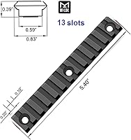 Vista 2 de Gotical Sección de riel mod de aluminio de 5 ranuras para llave mod cinco ranuras llave mod carril Picatinnii sección de riel